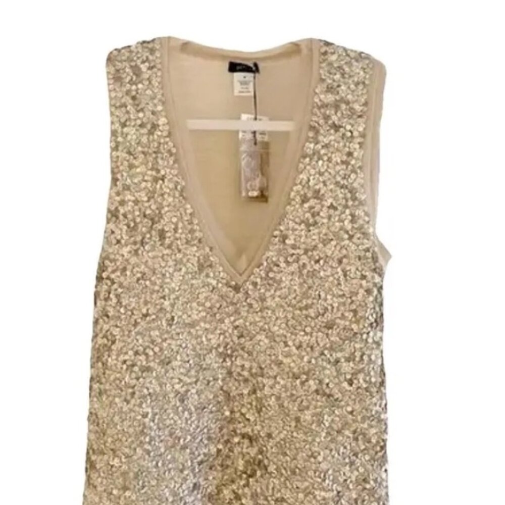 J. Crew Y2K Merino Wool Sequin Top NWT Cream Size Small